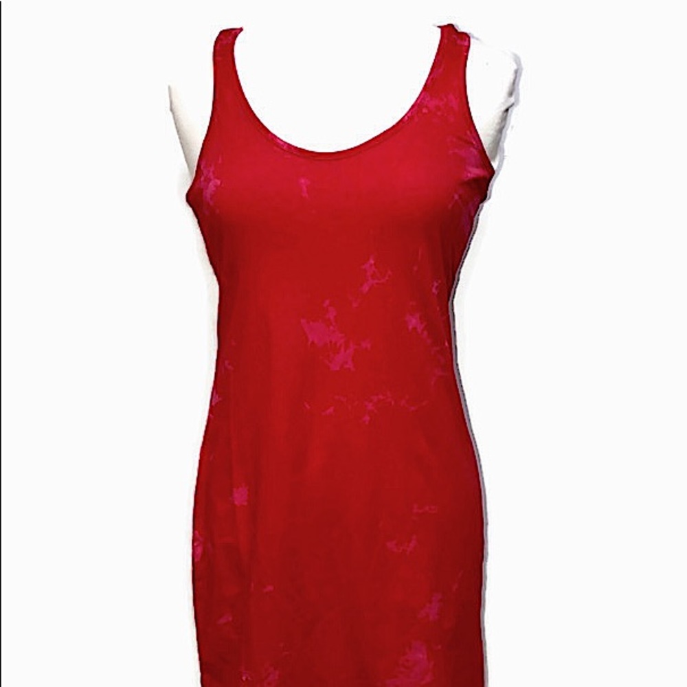 Red Knit Dress Custom Bleach Dye Racerback Women's Size Medium or Large NWOT